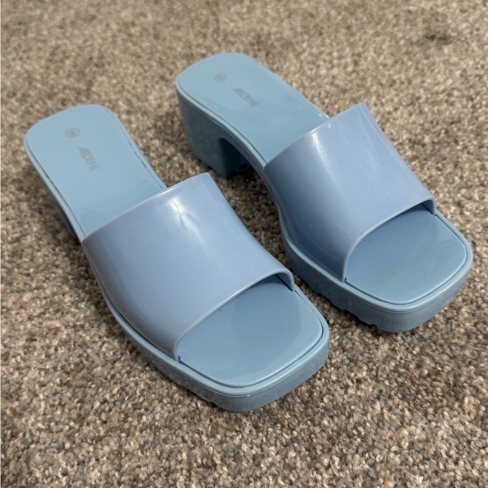Ardene Light Blue Platform Slide Mules